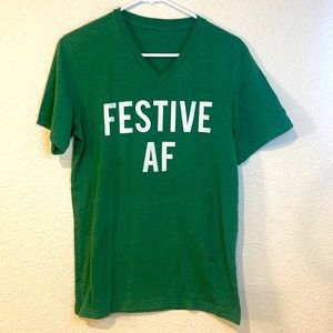 Green “Festive AF” Short Sleeve-Great for St Patrick’s & the winter holidays!
